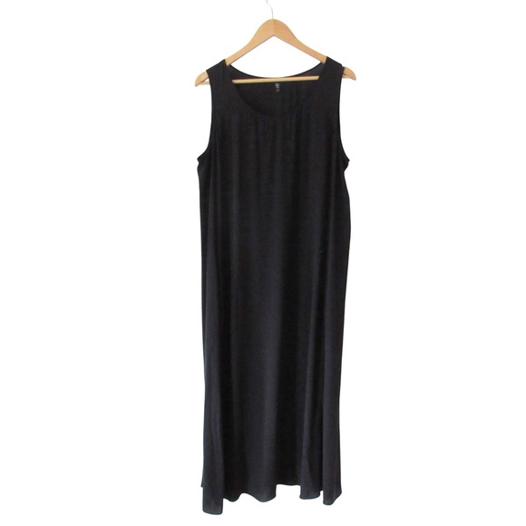 Eileen Fisher Dresses & Skirts - Eileen Fisher Black Silk Dress Large Sleeveless Crewneck Minimalist Lagenlook